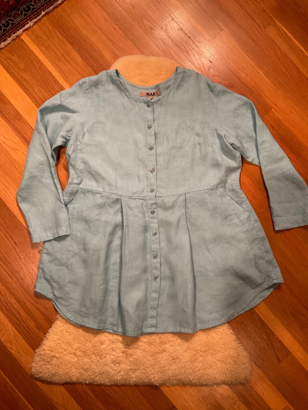 Flax robin's egg blue linen button down tunic